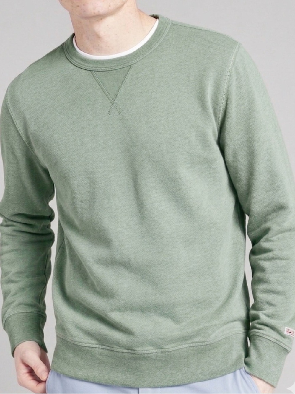 Faherty Sunwashed Olive Green Cotton Crewneck Sweatshirt Men's Small